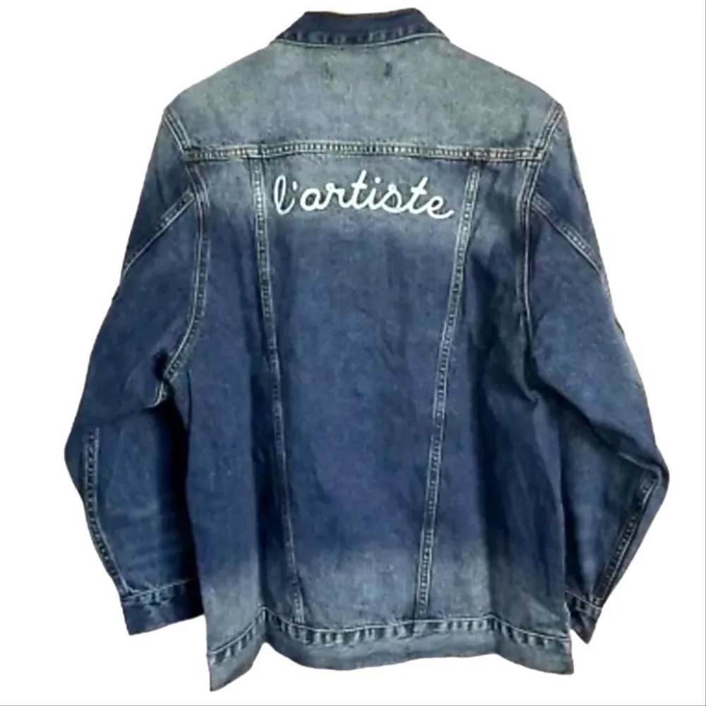 Free People x Sandrine Rose Denim Jacket Not Yours L'artiste NWT